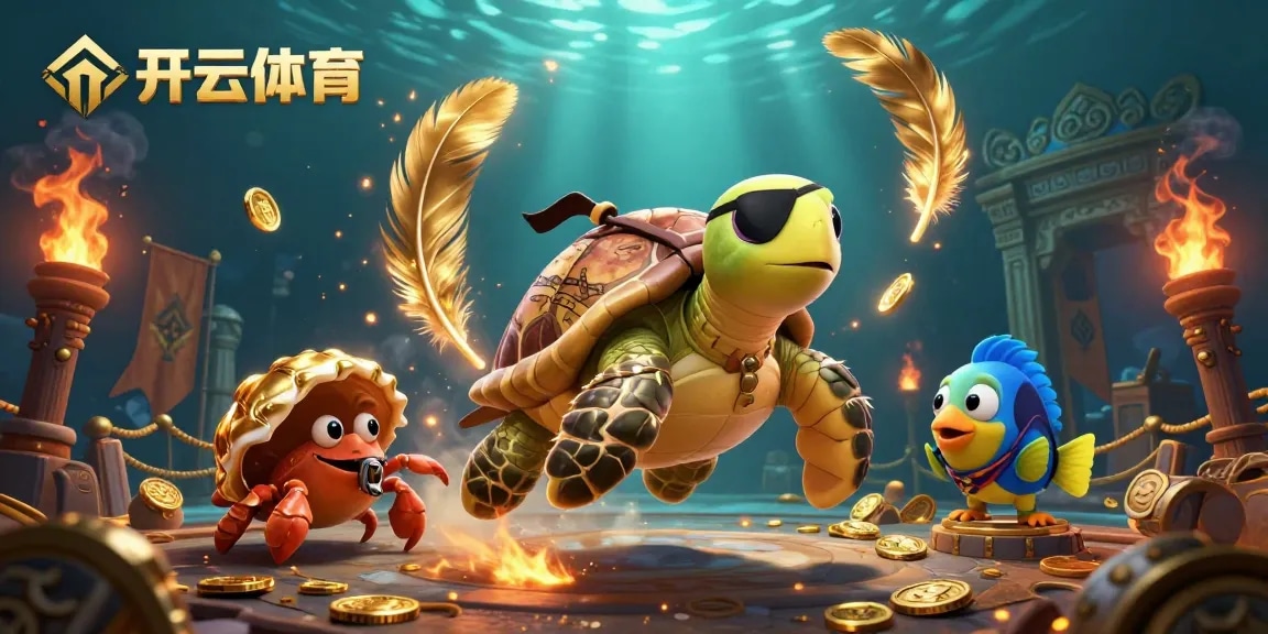 Experience thrilling action with 开云体育 in a vibrant underwater casino adventure featuring a pirate turtle and friends.