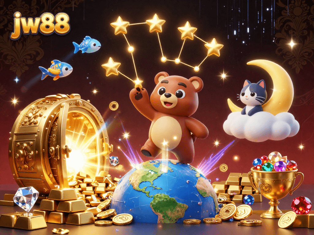 Engage in thrilling gameplay at jw88 while surrounded by sparkling treasures and animated characters.