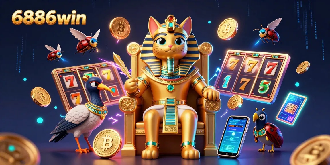 Spin for jackpots at 6886win with colorful slot reels and crypto elements bringing winning moments.