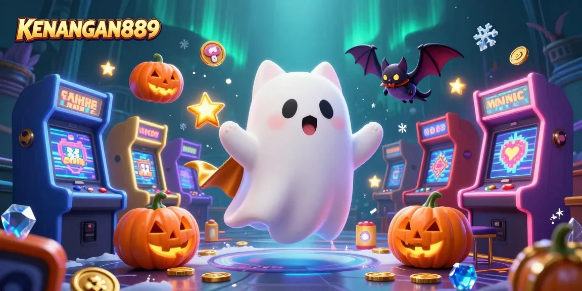 Engage with KENANGAN889 by spinning slot machines alongside a friendly ghost cat and a bat!