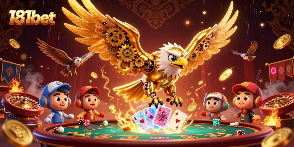 Engage in thrilling gameplay with 181bet's ultramodern casino experience featuring a vibrant golden eagle.