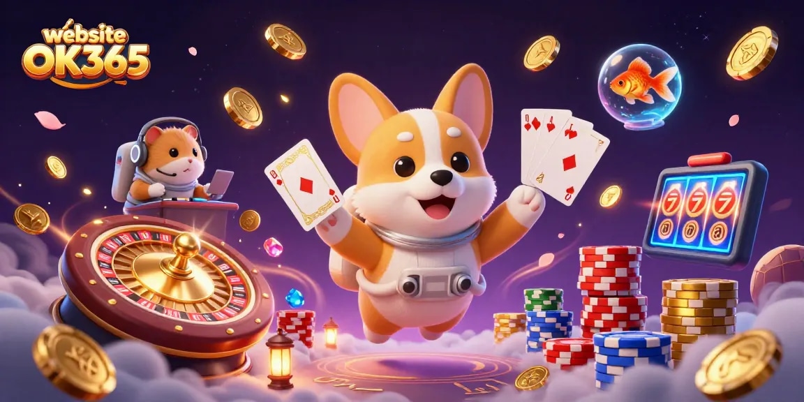 Experience thrilling gaming on the website OK365 with a vibrant space casino scene.