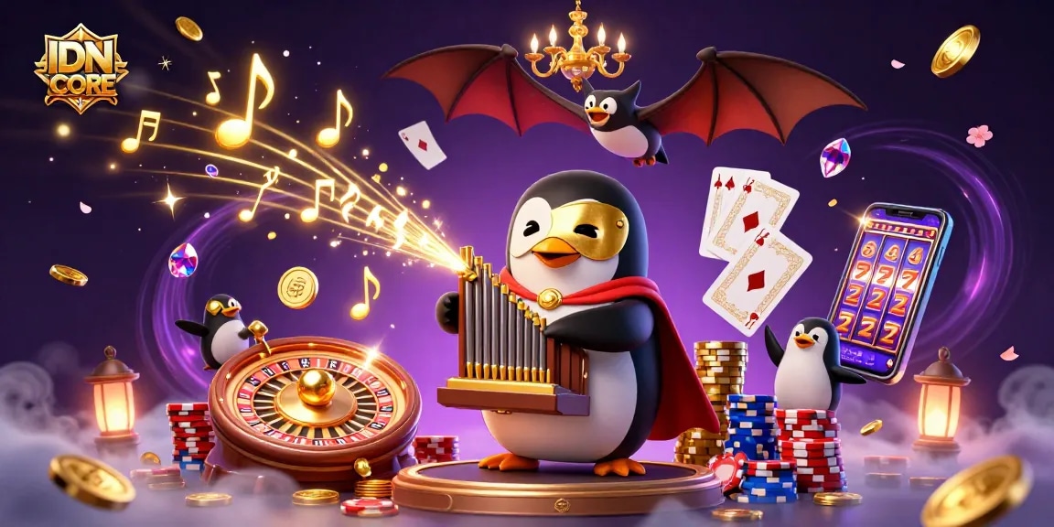 IDNSCORE platform unveils a thrilling gaming experience with vibrant casino elements and captivating characters.