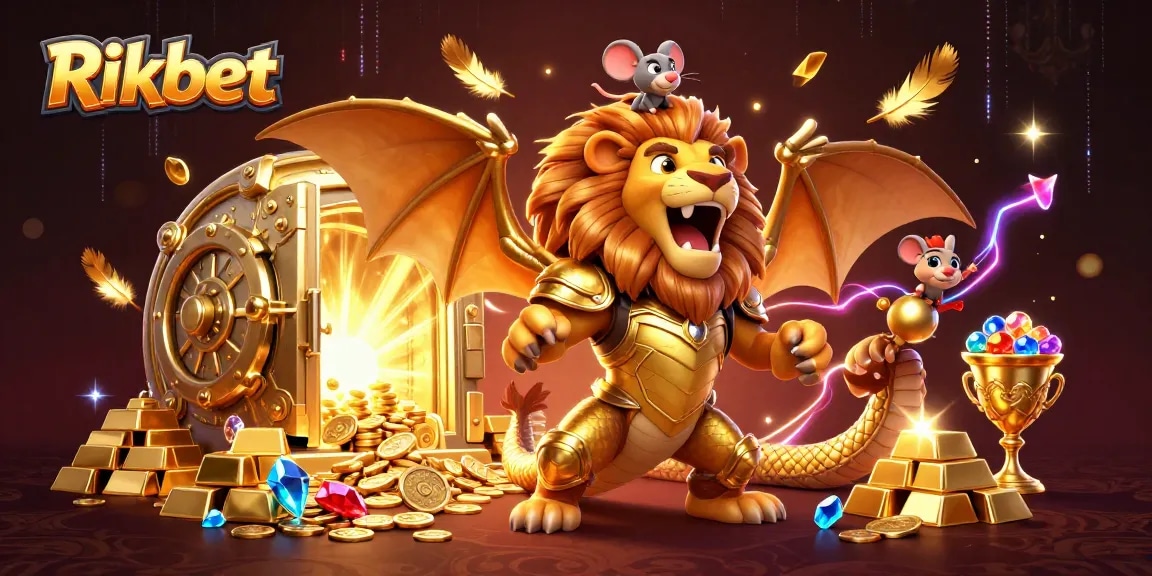 Engage with the thrilling essence of Rikbet as a chimera roars amidst treasures of the casino world.