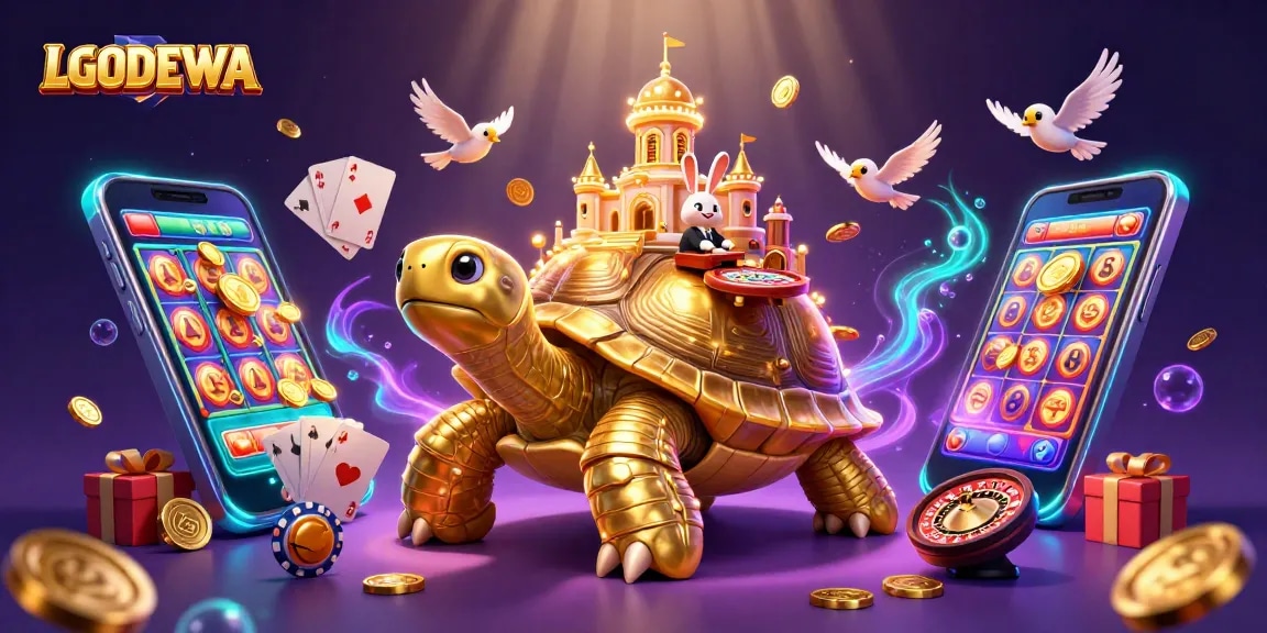 Experience LGODEWA as a magical casino adventure with a tortoise palace and exciting game elements.
