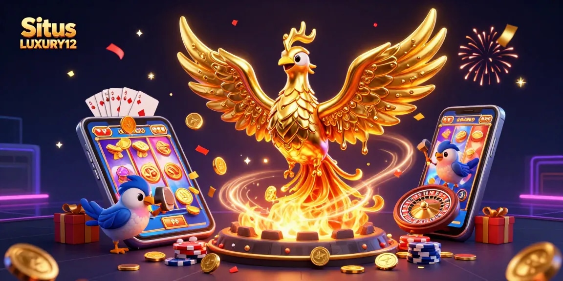 Situs LUXURY12 showcases thrilling online slots with dynamic gameplay, golden phoenix and vibrant game elements.