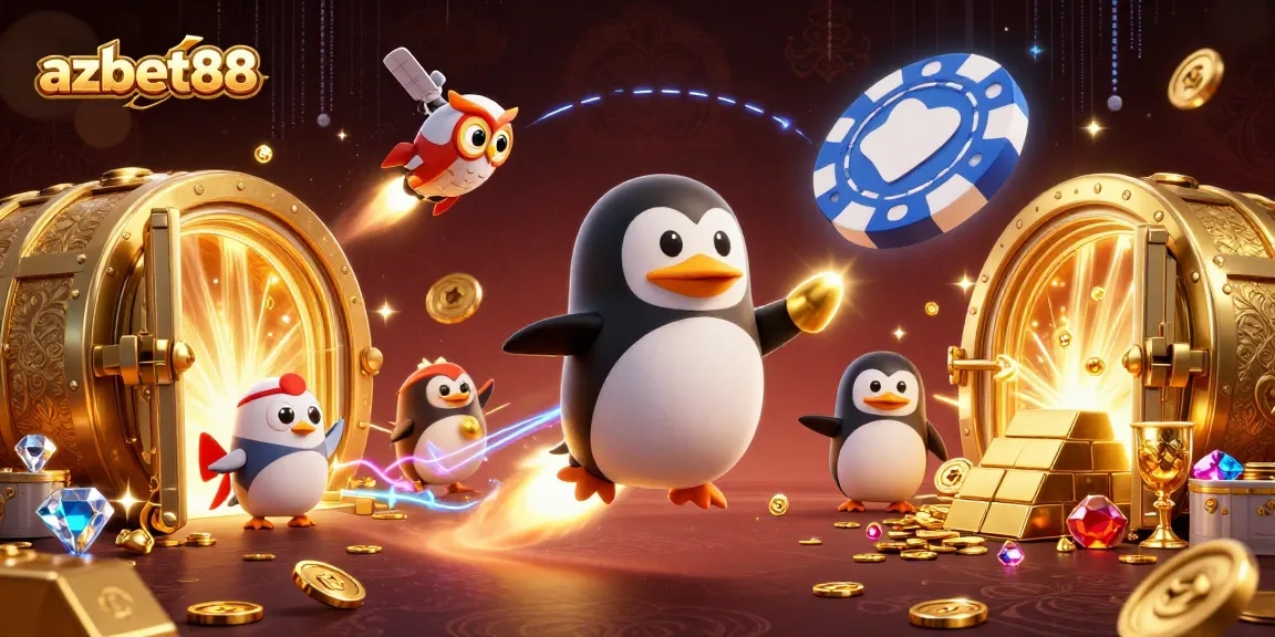 Engage in thrilling games at azbet88 with vibrant 3D casino characters and golden treasures!