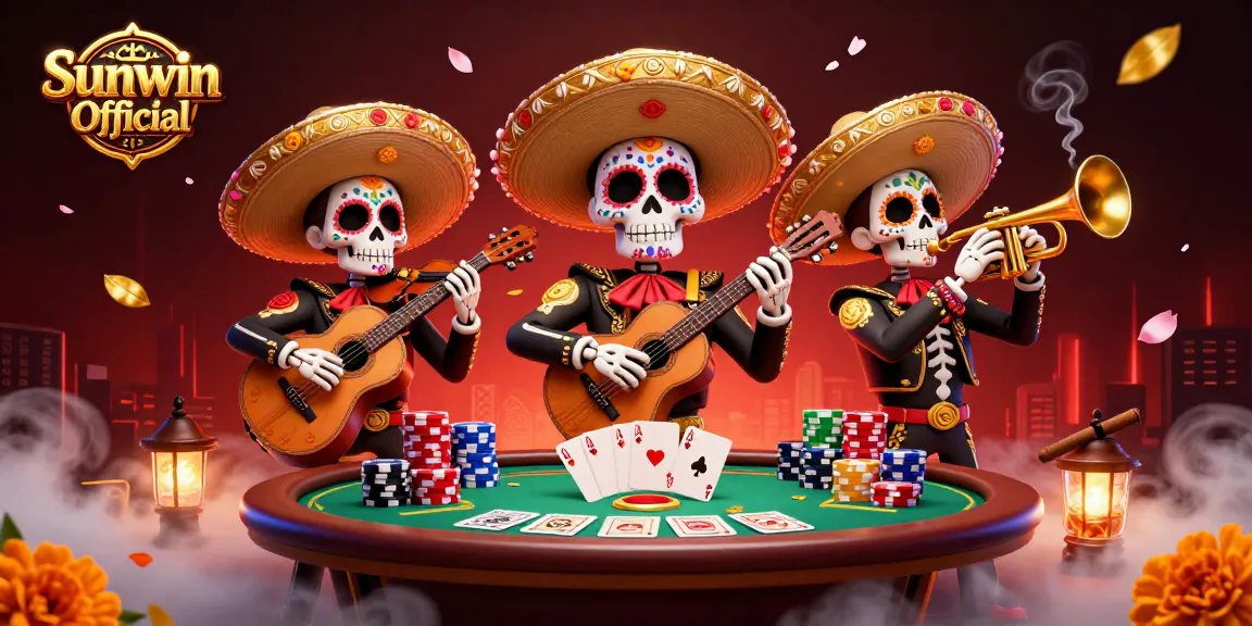 Experience the excitement of Sunwin Official with vibrant casino-themed illustration capturing the thrill of poker.