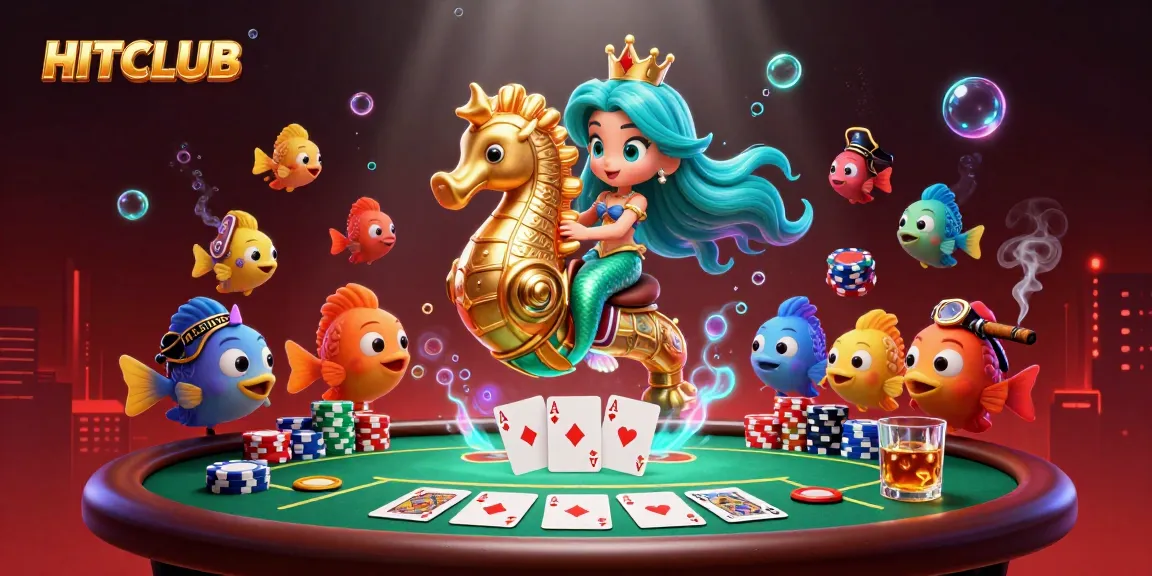 Experience the thrilling world of gambling at HITCLUB with vibrant characters and rich casino elements in a dynamic scene.