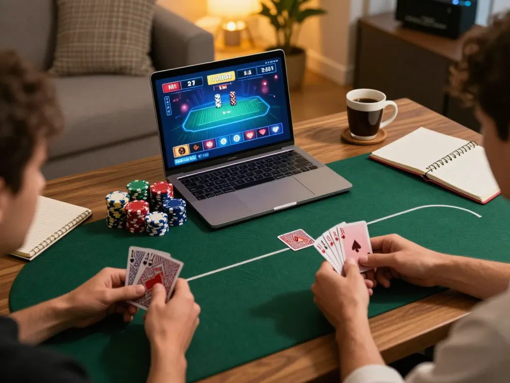 Players engaged in online gaming at nhà cái cm88 with a cozy setup promoting responsible betting.
