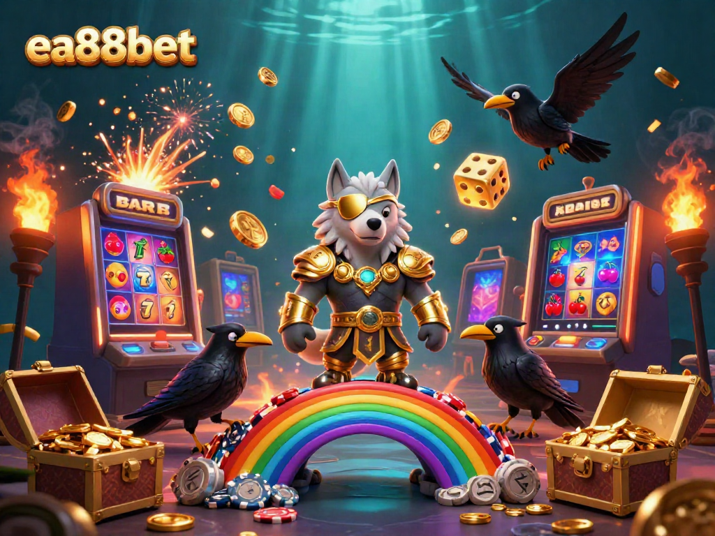 Experience the thrill of ea88bet's epic casino world with Odin and ravens amidst a jackpot scene.