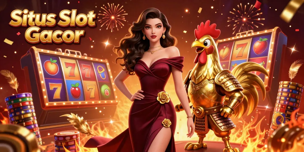Experience the thrill of winning at Situs Slot Gacor with vibrant slot symbols and festive celebration effects.