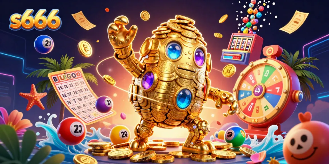 S666 interactive gaming scene showcasing vibrant lottery and casino elements with colorful dynamics and engaging characters.