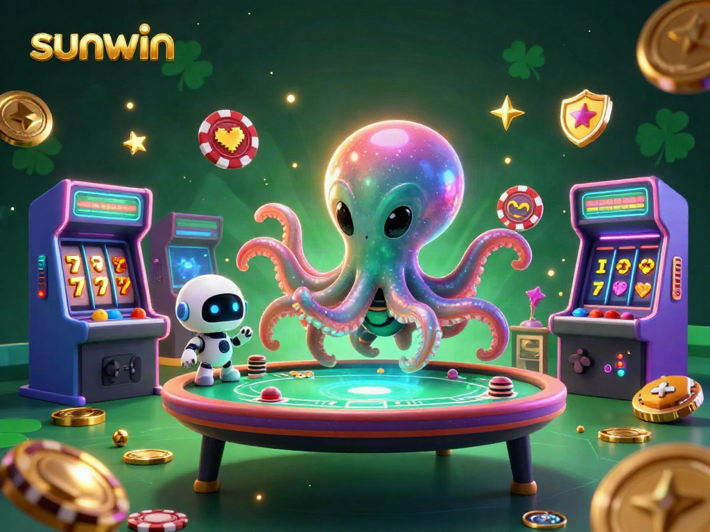 Experience thrilling gameplay with the sunwin online casino, featuring an alien octopus at a poker table.
