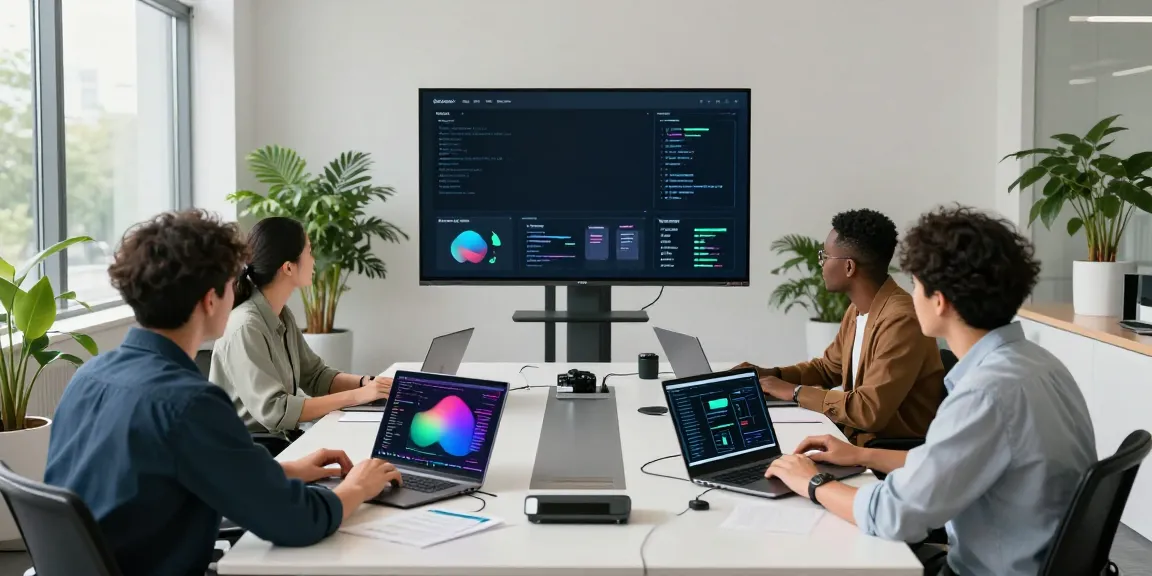 Team collaborating on enterprise AI solutions in a modern conference room.