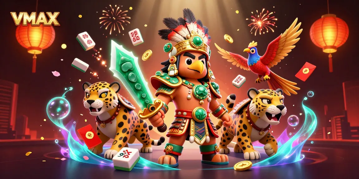 Experience winning thrills at VMAX Casino with vibrant 3D imagery and game elements.