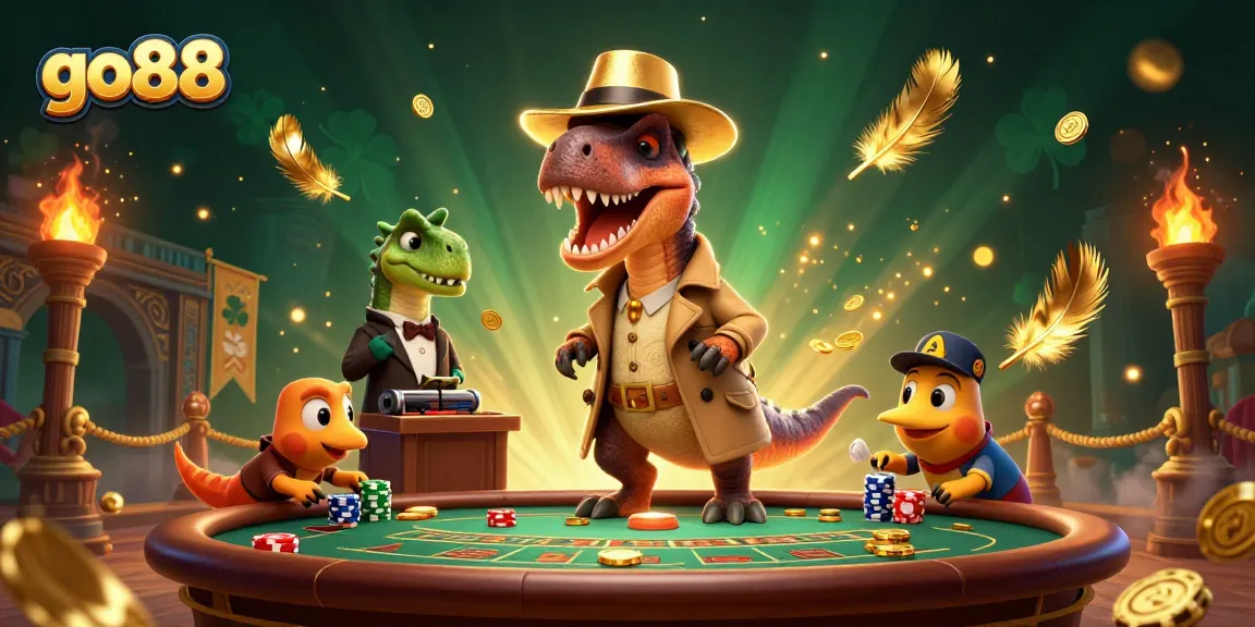 Experience thrilling gameplay at go88 with a velociraptor card counter amidst dynamic casino action.