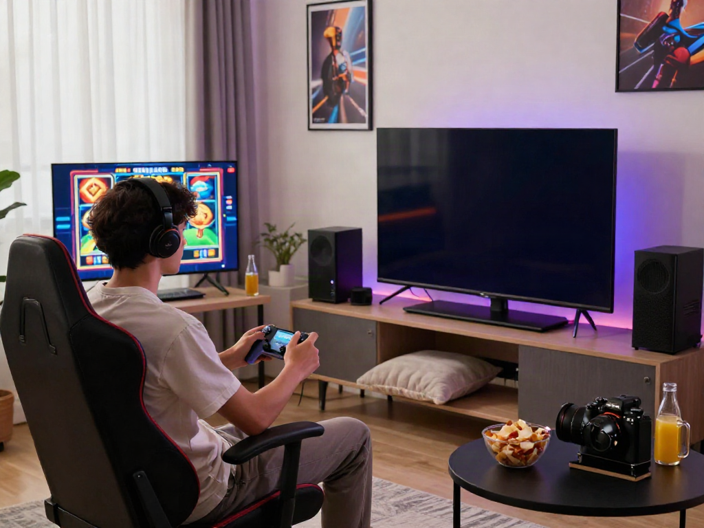 Engaging gaming scene showcasing QQMacan's vibrant slot games in a modern setting.