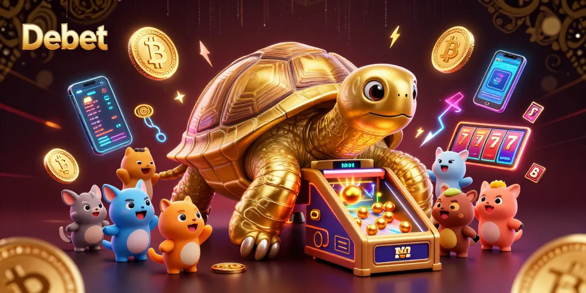 Engage in thrilling slot games with Debet, featuring a colossal tortoise pinball machine.