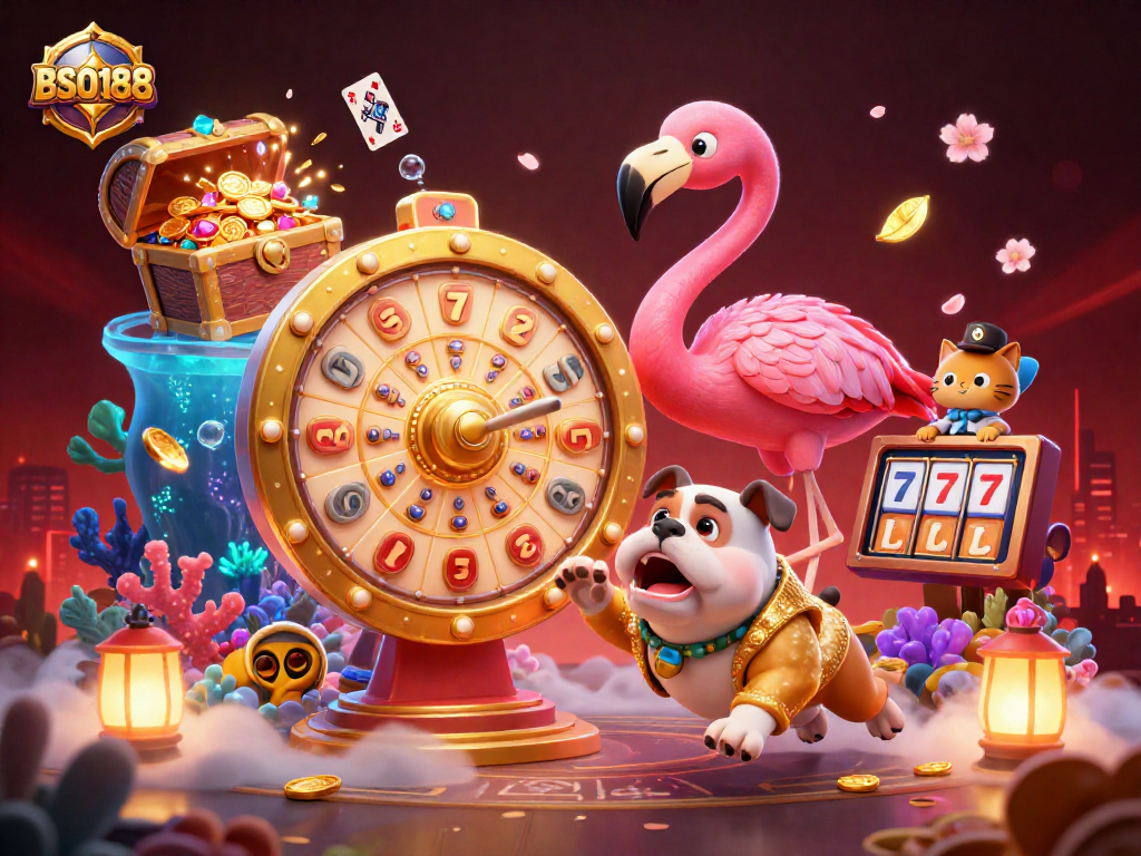 Spin to win big with BSO188 as the 3D game host and dog cheer at the prize wheel!