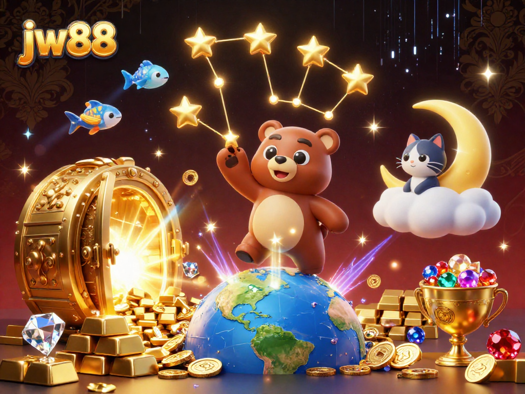 Engage in thrilling gameplay at jw88 while surrounded by sparkling treasures and animated characters.