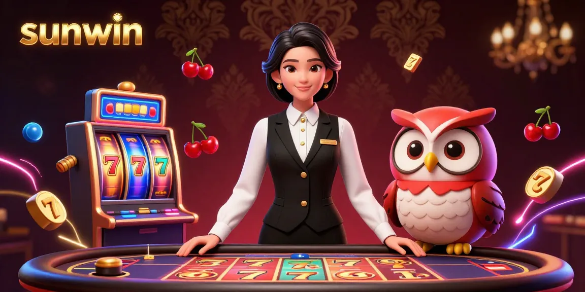 Spin to win at Sunwin with captivating 3D casino illustration featuring exciting slot games.