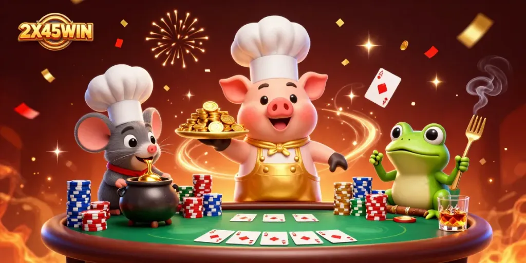 Menangkan keberuntungan Anda dengan 2X45WIN di meja poker yang penuh emas dan keceriaan!