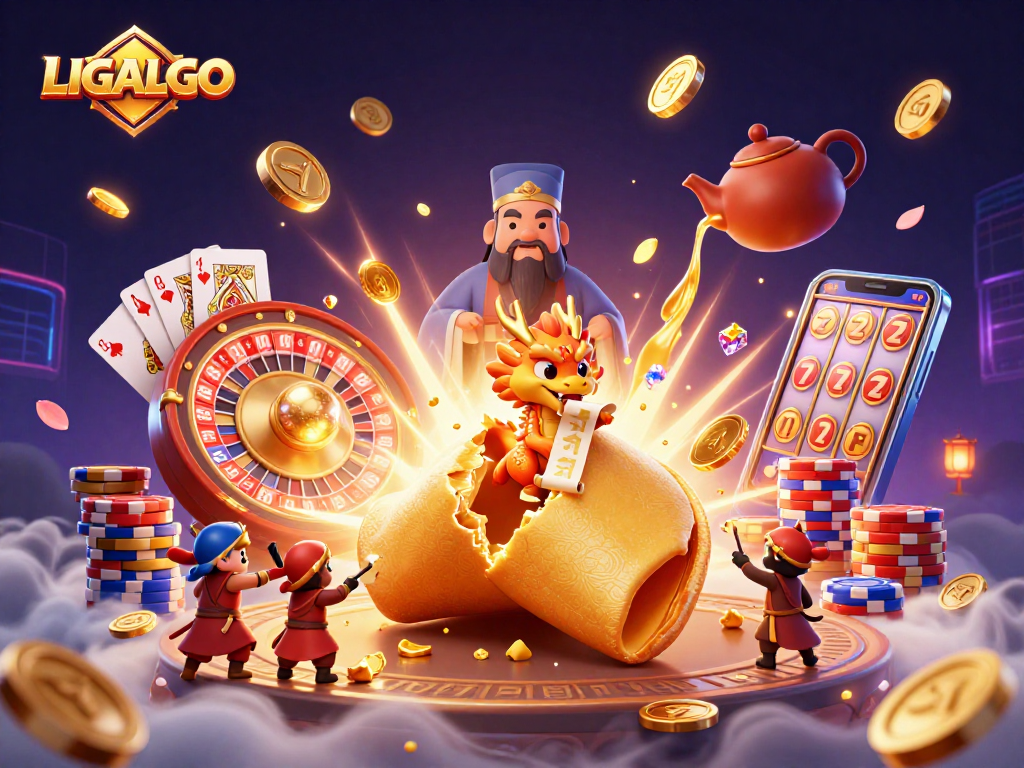 LIGALGO enhances the online betting experience with a vibrant casino adventure illustration showing fortune, games, and excitement.