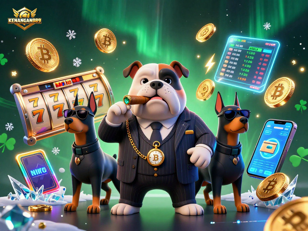 Engage with KENANGAN889's thrilling slots scene featuring a mafia bulldog and Dobermans.