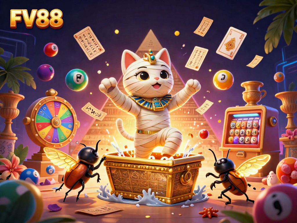 Experience FV88's captivating casino world with vibrant games and rich illustrations.