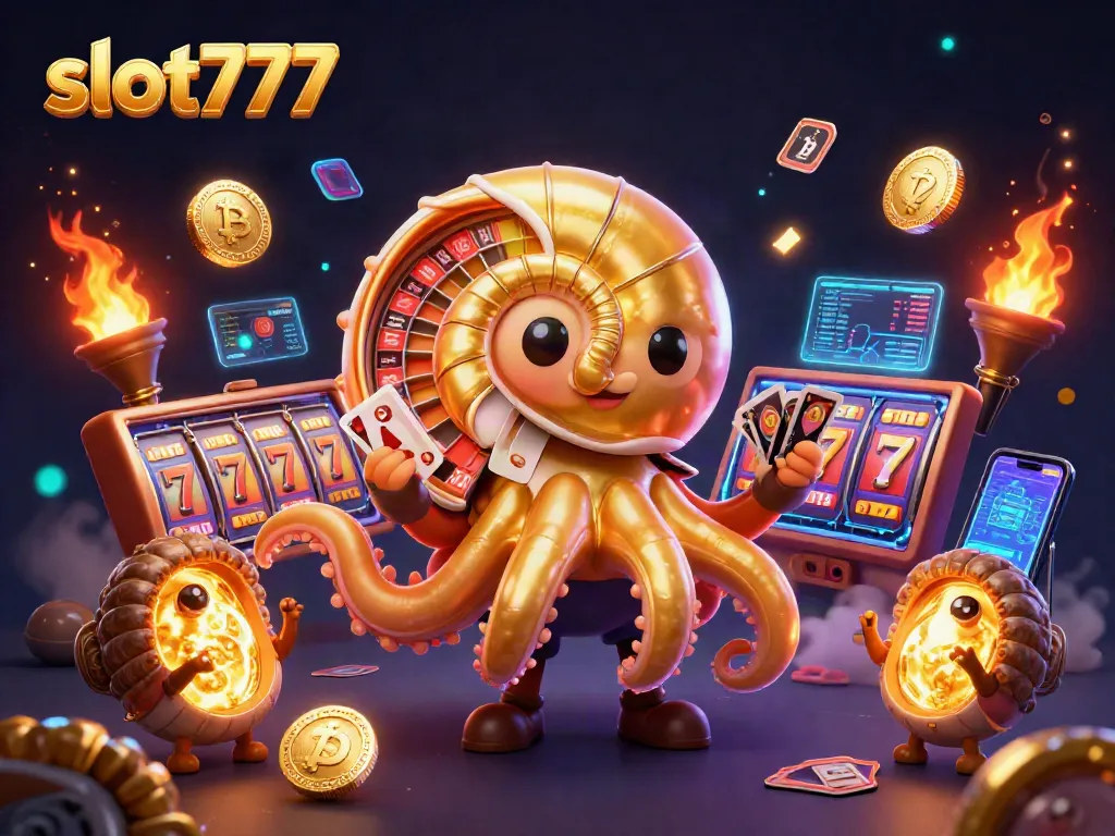Slot777: Menangkan jackpot dengan nautilus emas dan makhluk fosil yang bersinar.