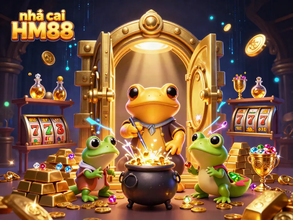 Engage with nhà cái HM88 through vibrant gold-themed casino entertainment featuring a golden salamander alchemist.