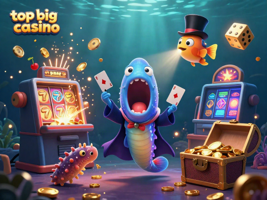 Experience the thrill at the top big win casino with animated creatures amidst dazzling game elements.