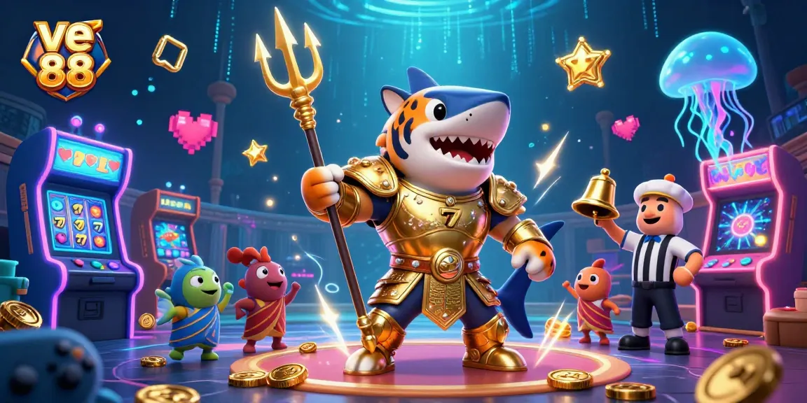Engage with thrilling gaming action at ve 88 featuring vibrant slot reels in a dynamic underwater scene.