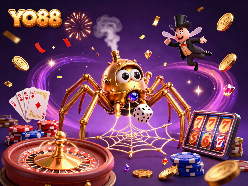 Engage with YO88's vibrant casino atmosphere featuring intricate steampunk designs and gaming excitement.