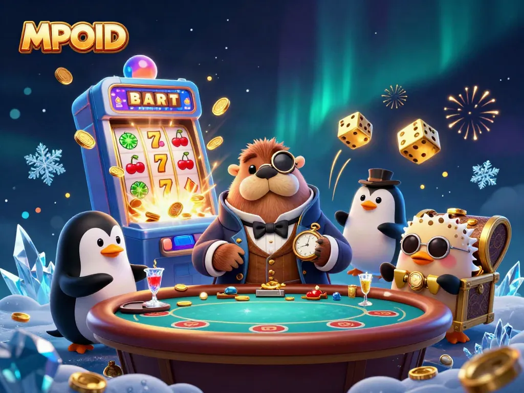 MPOID reveals exciting poker action with animated casino characters and vibrant game elements.