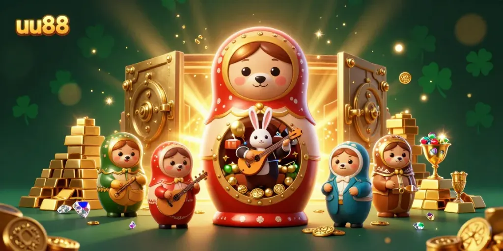 Experience dynamic casino fun with uu88 as bears and a serenading rabbit explore treasures.