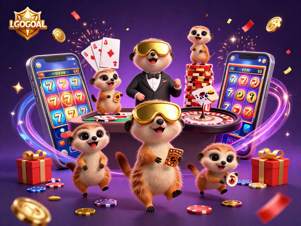 Win big at LGOGOAL with cartoon meerkats managing an exciting casino scene