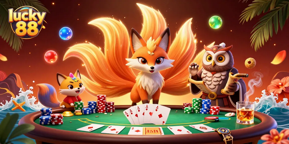 Spin the reels of lucky 88 and win big amidst vibrant poker elements and magical characters.