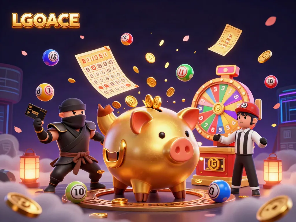 LGOACE brings thrilling action with a golden piggy bank sumo wrestler, a wallet-ninja, and a credit-card samurai referee