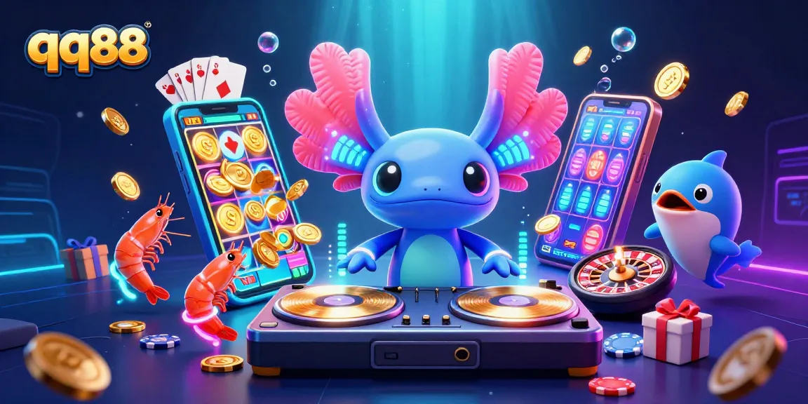 Experience thrilling gameplay with qq88 in a vibrant underwater casino scene featuring a DJ and animated characters.