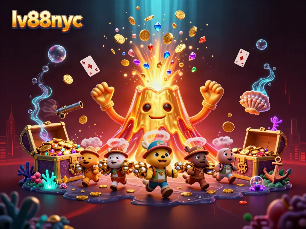 Experience the thrill of winning at lv88nyc with a dynamic casino scene filled with treasure and excitement.
