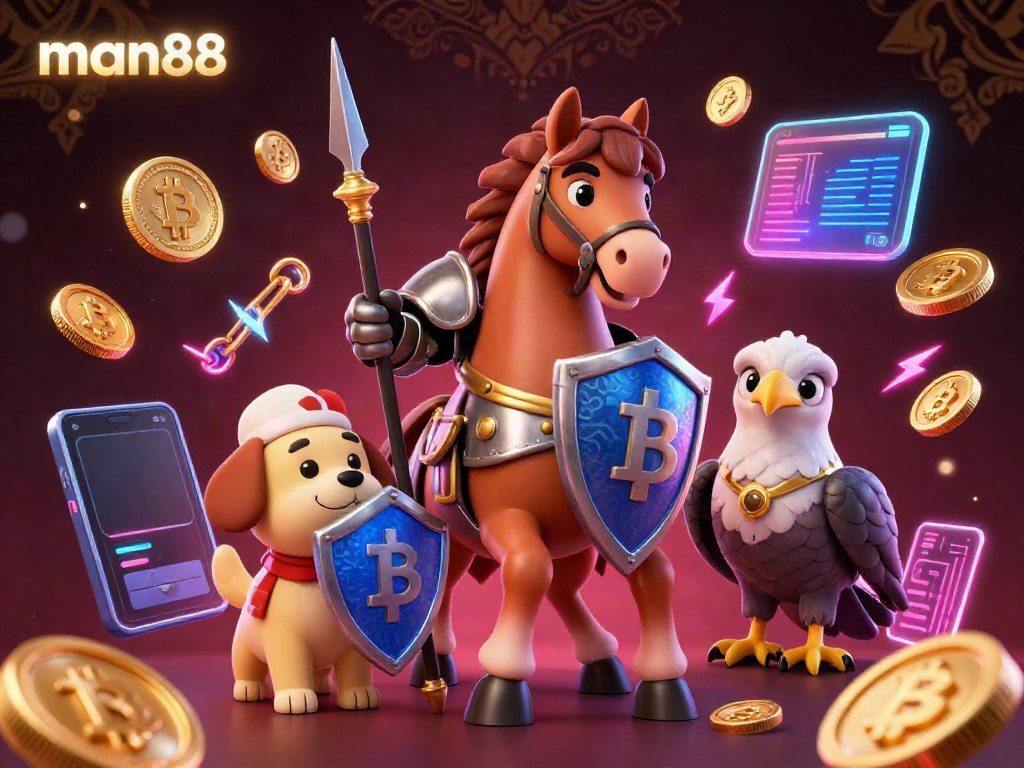Engage with man88 through dynamic casino action featuring medieval characters and crypto elements.