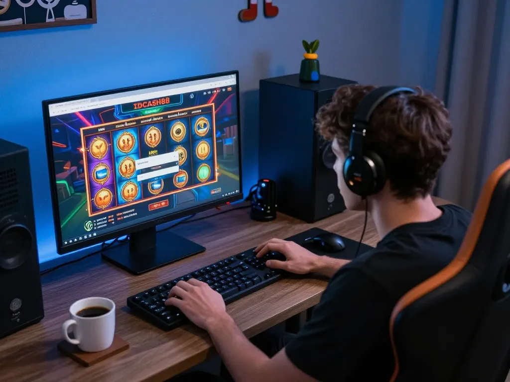 IDCASH88 Login interface on a computer screen during an engaging online gaming session.