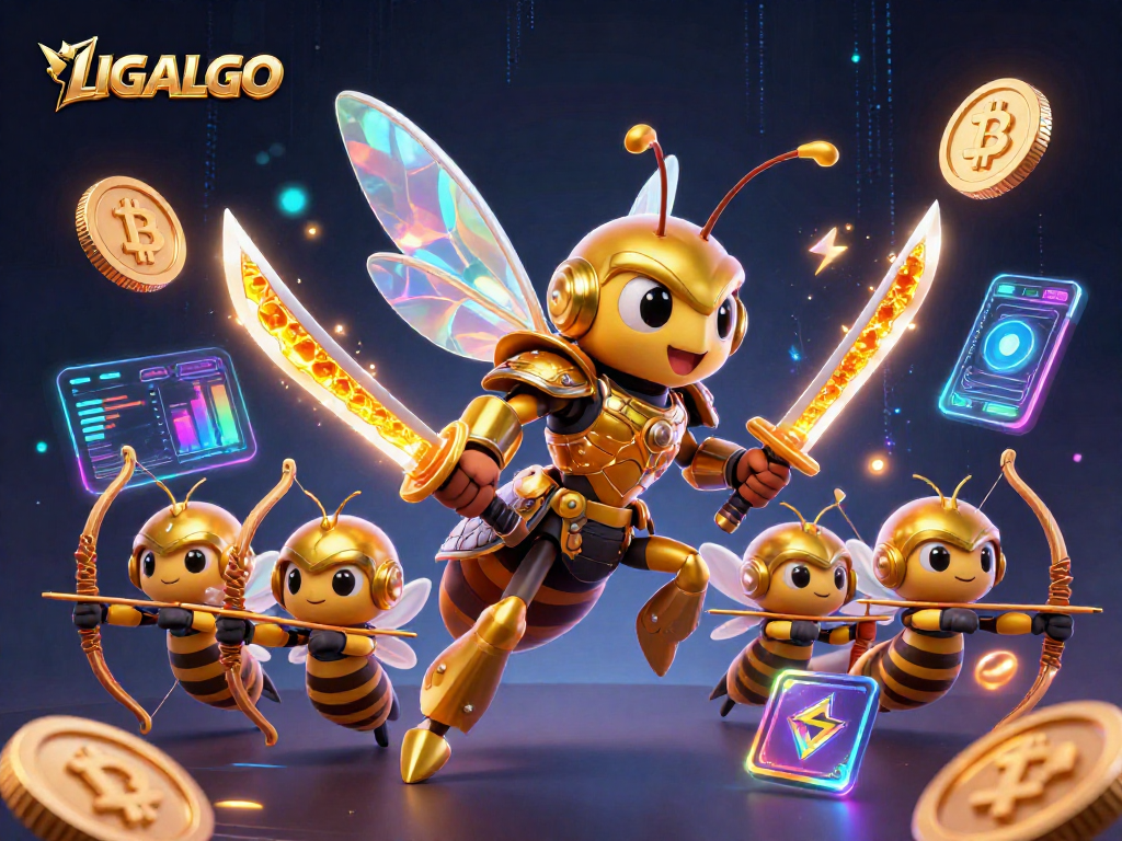 Engage with LIGALGO through exciting gaming action in a vibrant 3D digital illustration.