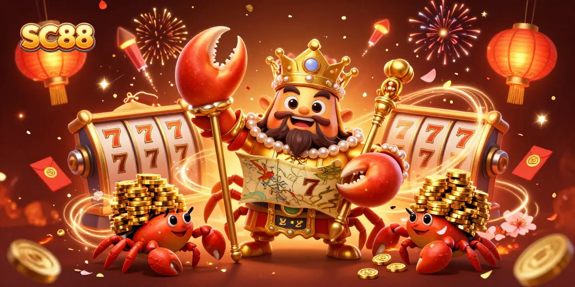 SC88 players enjoy a thrilling experience with a vibrant 3D casino scene featuring a golden crab emperor and dynamic game elements.