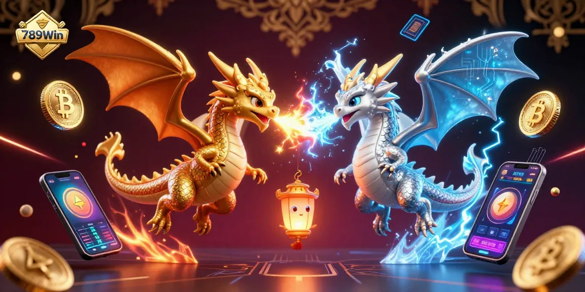 Engage with 789Win's vibrant crypto-themed casino scene featuring dragons and neon coins.