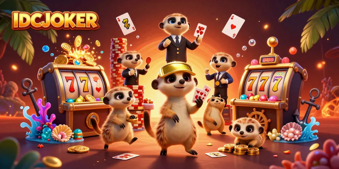 Experience the excitement of IDCJOKER’s vibrant 3D casino scene with playful meerkats and dynamic game elements.