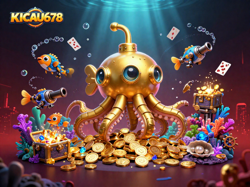 KICAU678 welcomes players with an action-packed underwater casino adventure featuring mechanical fish and treasure.