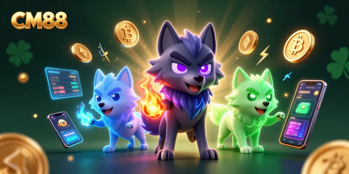 Engage with CM88's thrilling casino experience featuring dramatic wolf characters and vibrant game elements.
